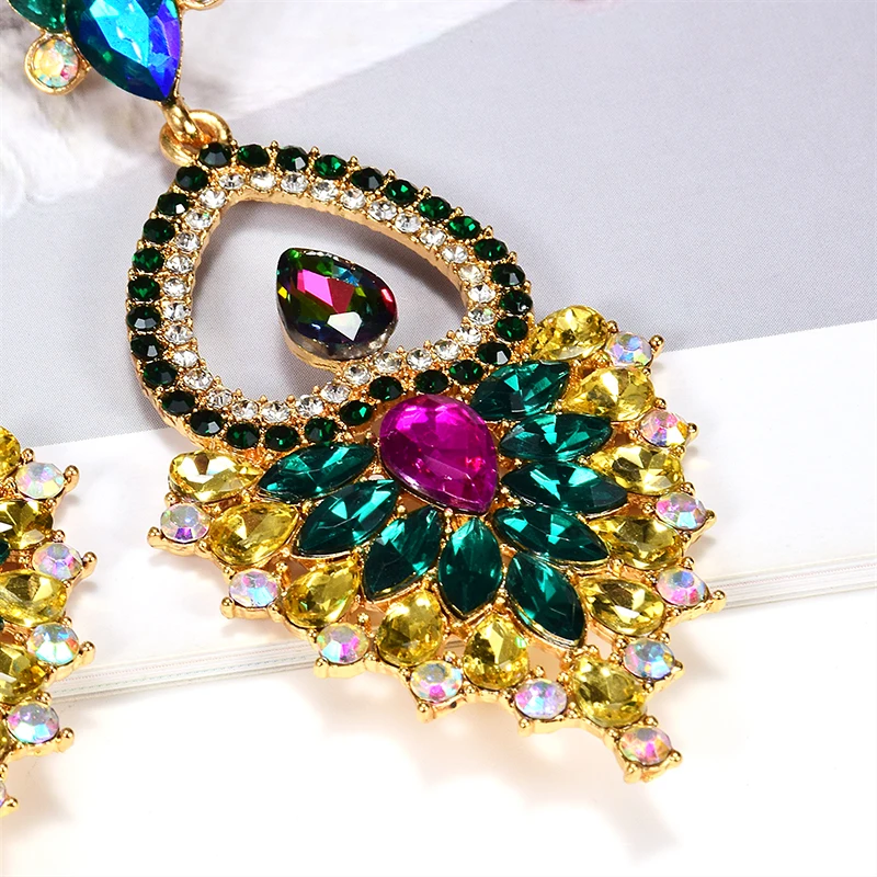 New Design Colorful Glass Crystal Metal Drop Earrings High-Quality Classic Hot Jewelry Accessories For Women Wholesale