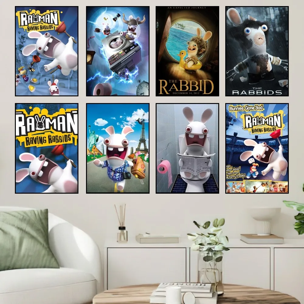 

Cartoon Raving Rabbids Game Poster Prints Wall Painting Bedroom Living Room Wall Sticker Office Small