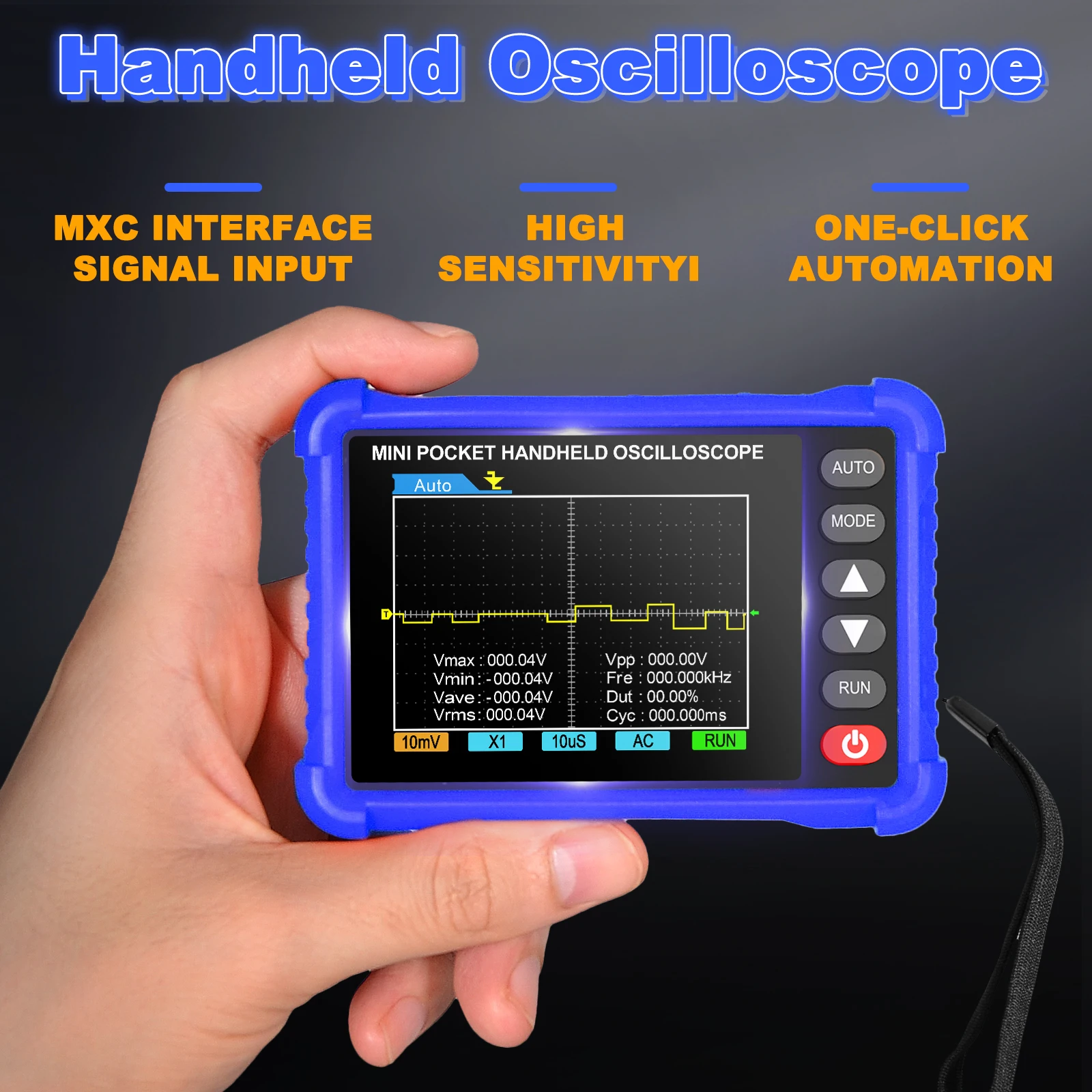 

Handle Mini Digital Portable Oscilloscope HP-250K 250kHz Bandwidth 2.5MS/s Sampling Rate Electronics Practicality Repair Tools