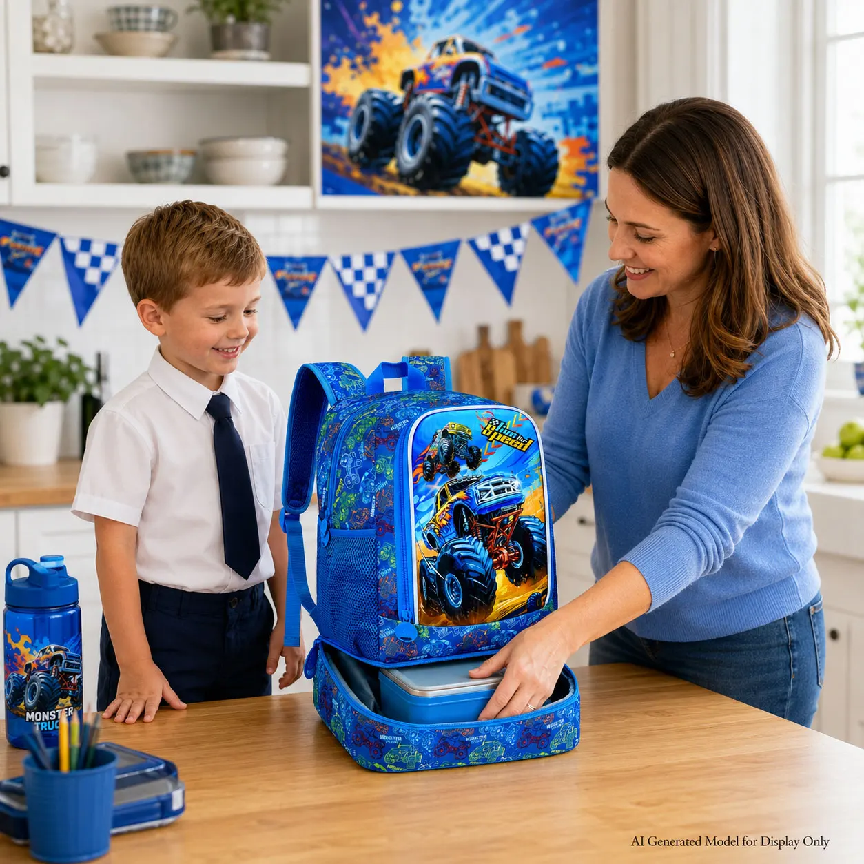 2-in-1 Children Backpack Set, Sturdy School Backpack with Organized Space & Pen Pouch for Elementary Boys view 5