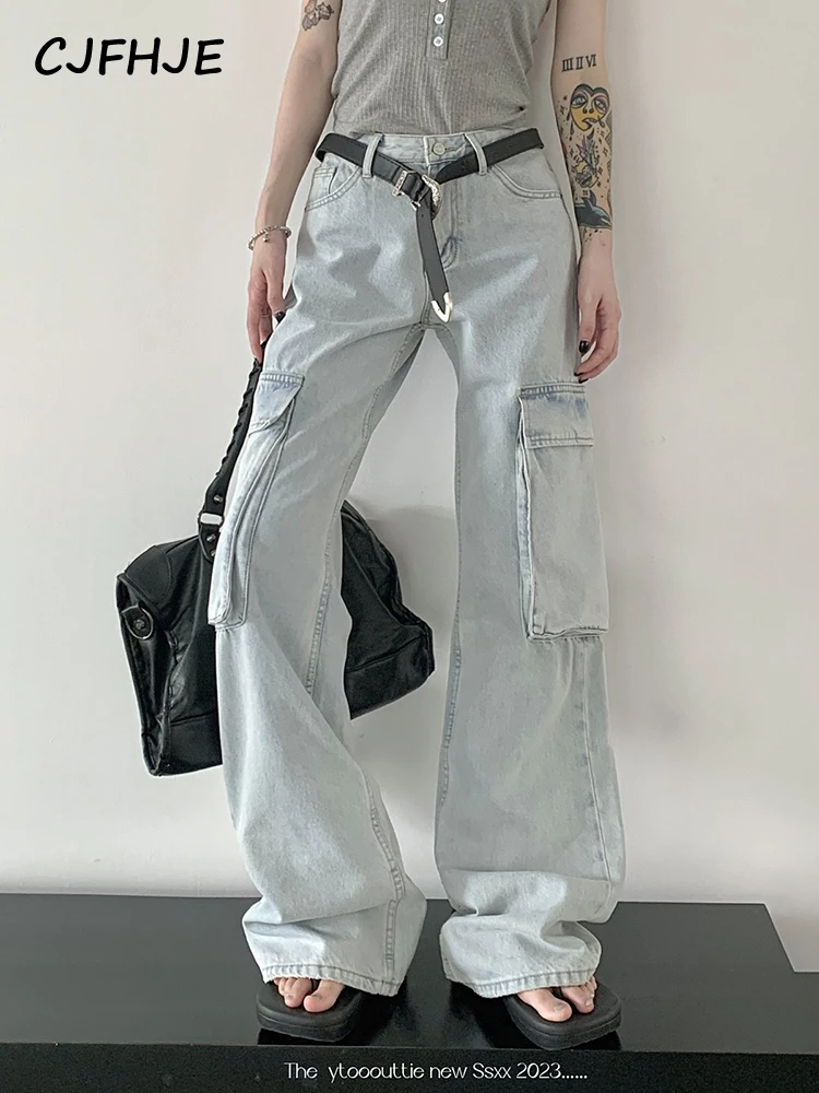 

CJFHJE Loose Pockets Cargo Jeans Women Y2K Baggy Boyfriend Full Length Denim Pants Autumn Fashion Casual Streetwear Jeans Female