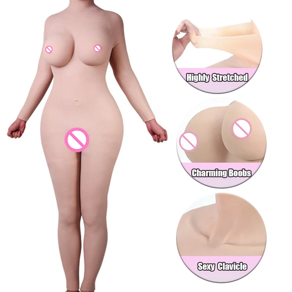 Crossdressing Male to Female Silicone Bodysuit G Cup Breast Forms with Arms Fake Vagina for Crossdresser Cosplay Costumes