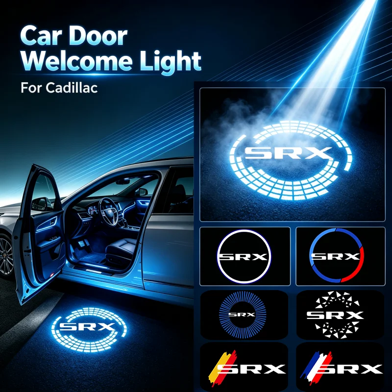 2PCS HD Ghost Emblem Shadow LED Car Door Courtesy Projector Welcome Lamps For Cadillac SRX 2011‑2015 Interior Mod Decor Parts