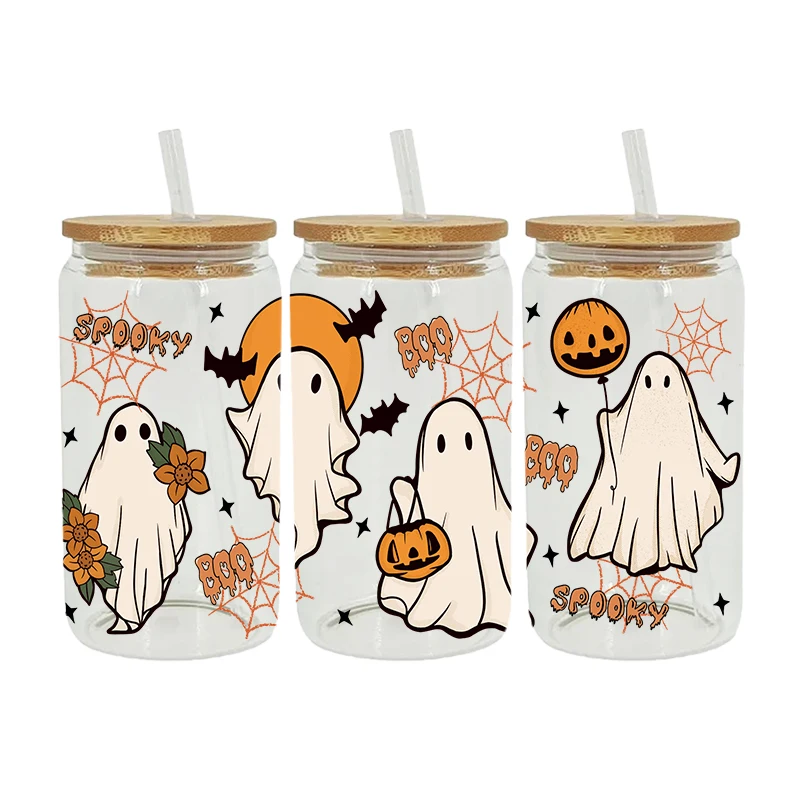 Halloween Theme DTF Sticker For 16oz Cups Cool Personalize UV Wrap Transfer Sticker Custom Labels DIY Selfadhesive Waterproo