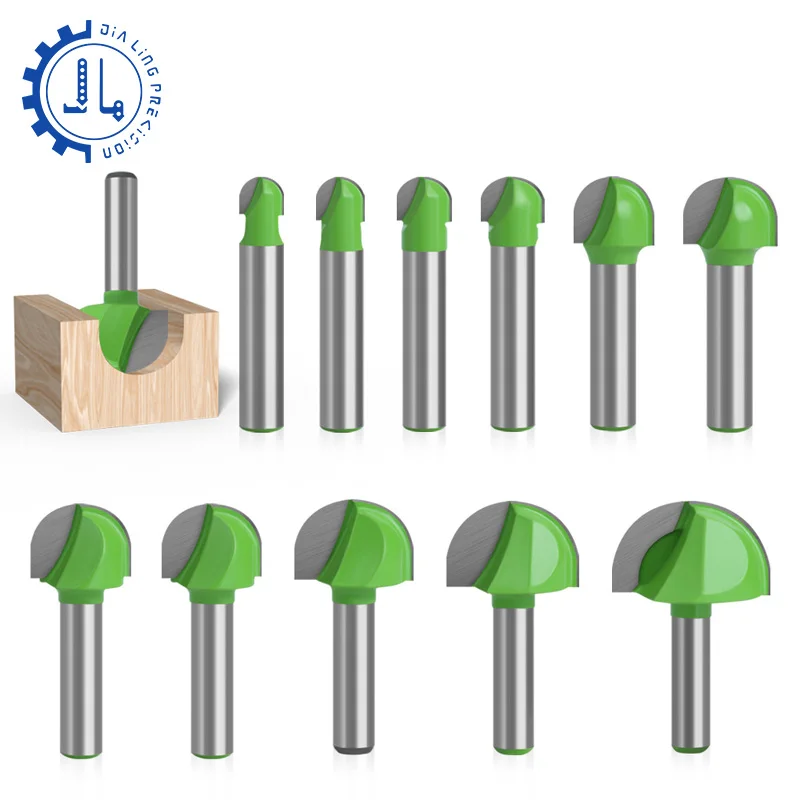 8mm Shank Router Bit Wood Milling Cutter Round Nose End Mill Ball Nose Round Bottom Wood Router Bit Set Woodworking Cove Box Bit