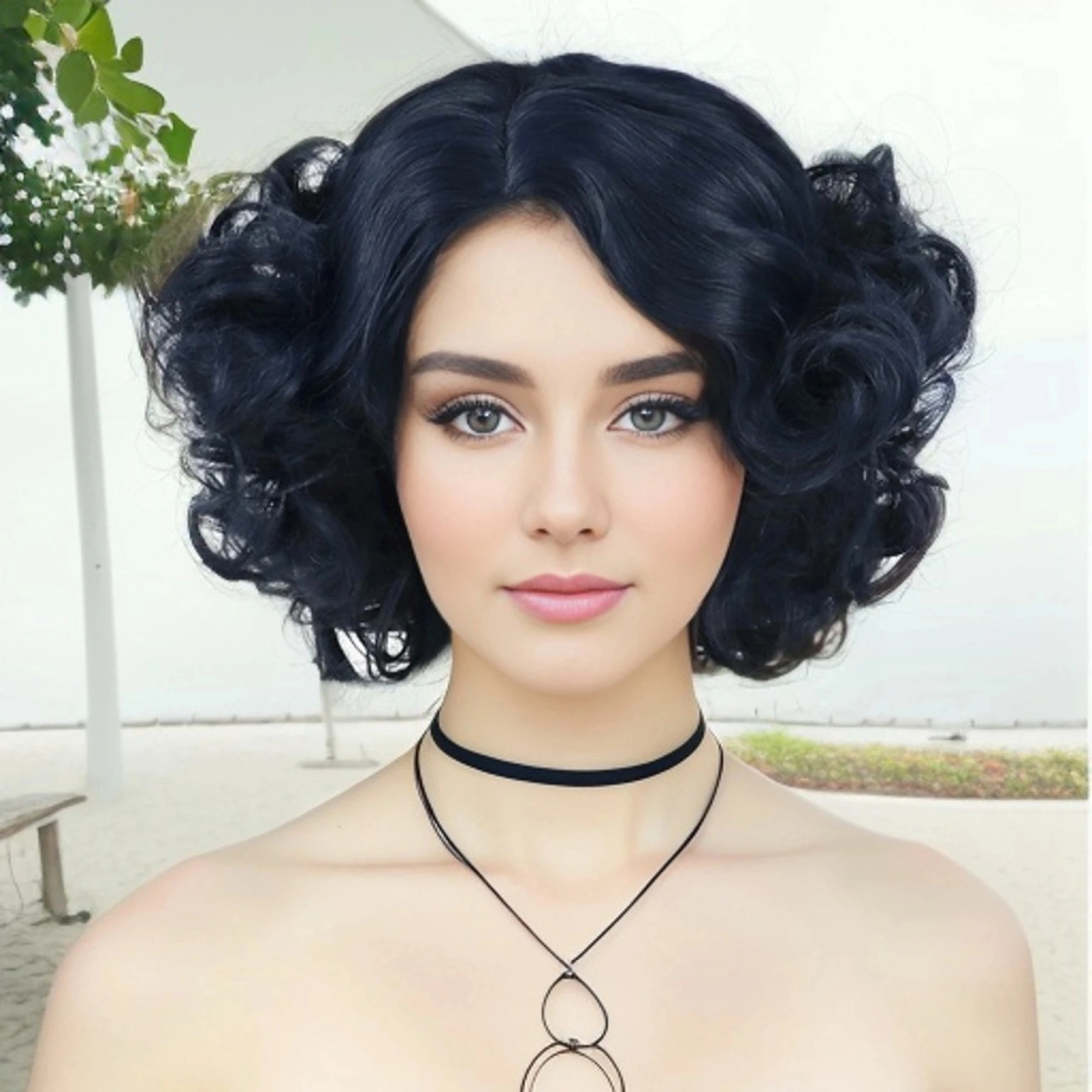 

Synthetic Hair Dark Blue Wig for Women Anime Cosplay Costume Wig Carnival Halloween Party Fluffy Short Curly Wigs Heat Resistant