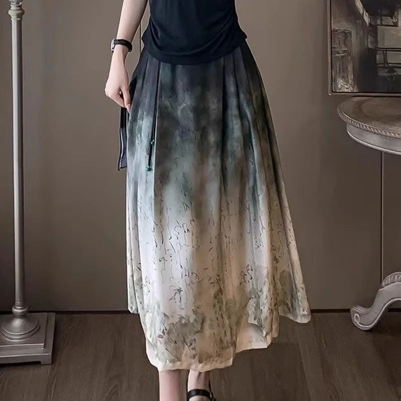 فستان حصان على الطراز الوطني الجديد لعام 2025 تنورة نسائية غير رسمية بتصميم حبر صيني جديد #4