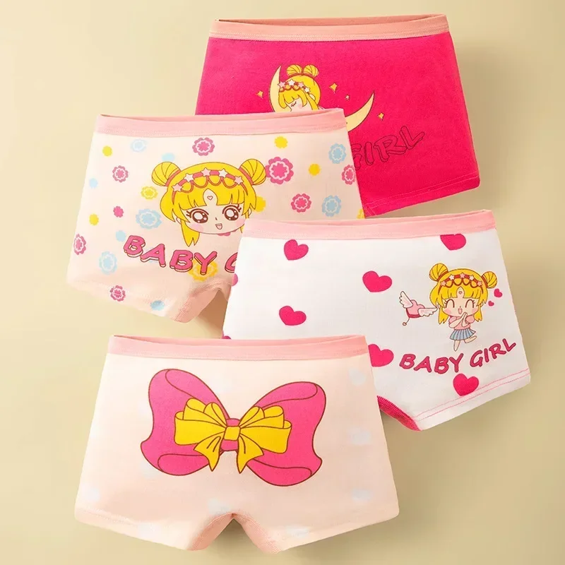 

4pcs Cotton Girl Panties Little Princess Cute Briefs Cartoon Printing Boyshorts Underwear Kawaii Children Girls Boxers 1-14 Year