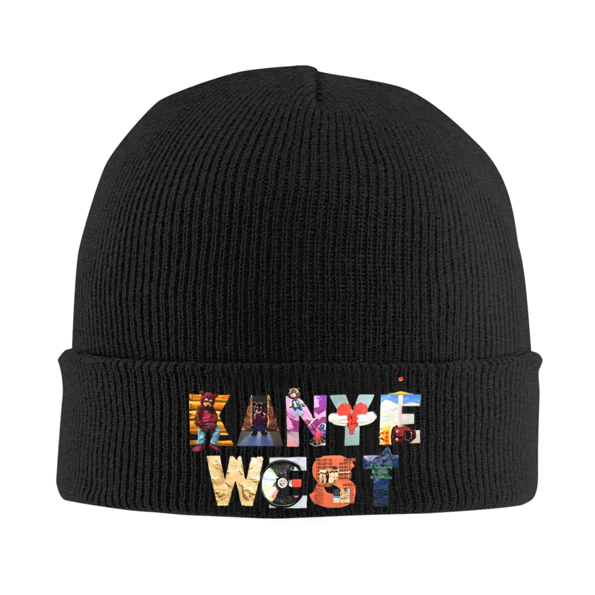 Gorro Kanye West, Gorro de Punto Acrílico Unisex, Estilo Rapper, para Otoño e Invierno