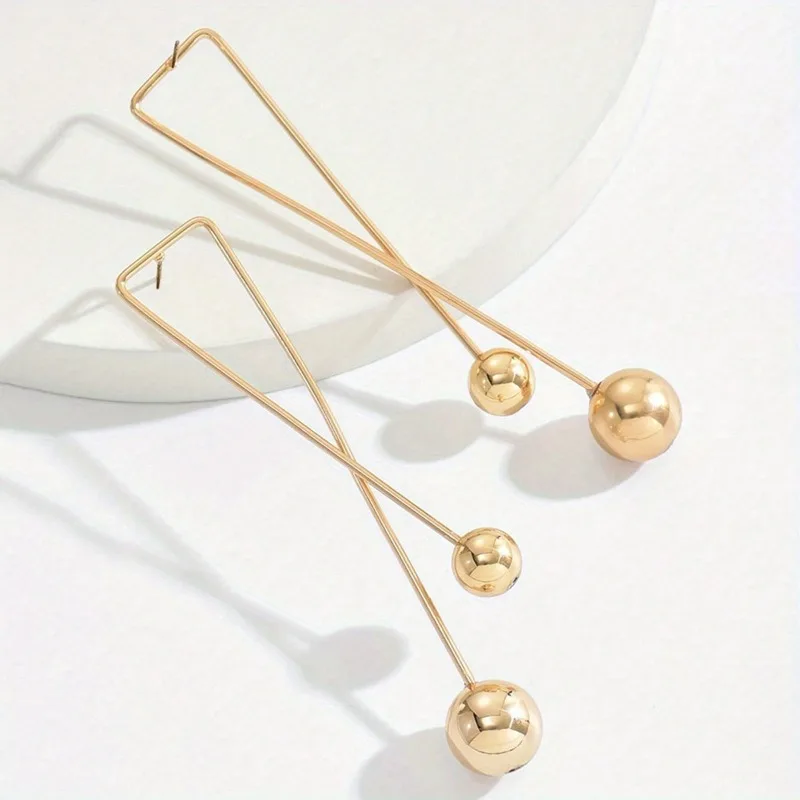 Personalized Creative Geometric Cross Bead Long Earrings, Women's Fashion Trend Holiday Party Accessories Jewelry