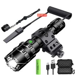 Professional Hunting Tactics Night Reconnaissance LED Flashlight L2 Lamp Beads Waterproof Rechargeable Outdoor Portable Torch