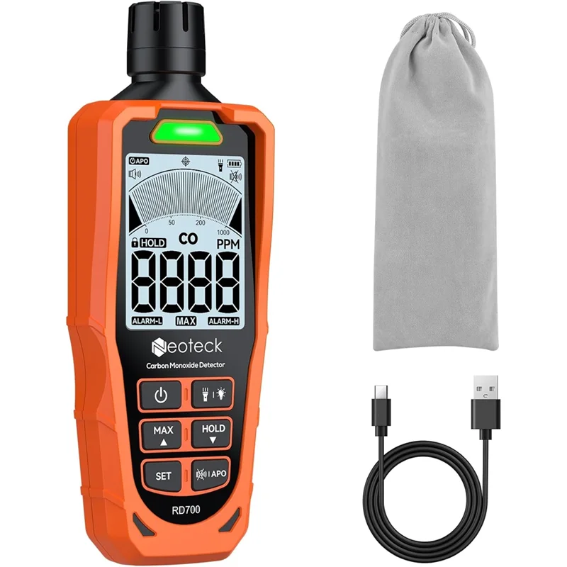 A73E-CO Detector 1000 PPM(10% Accuracy) Carbon Monoxide Alarm, Visual& Audible Alerts, Adjustable Thresholds For Home