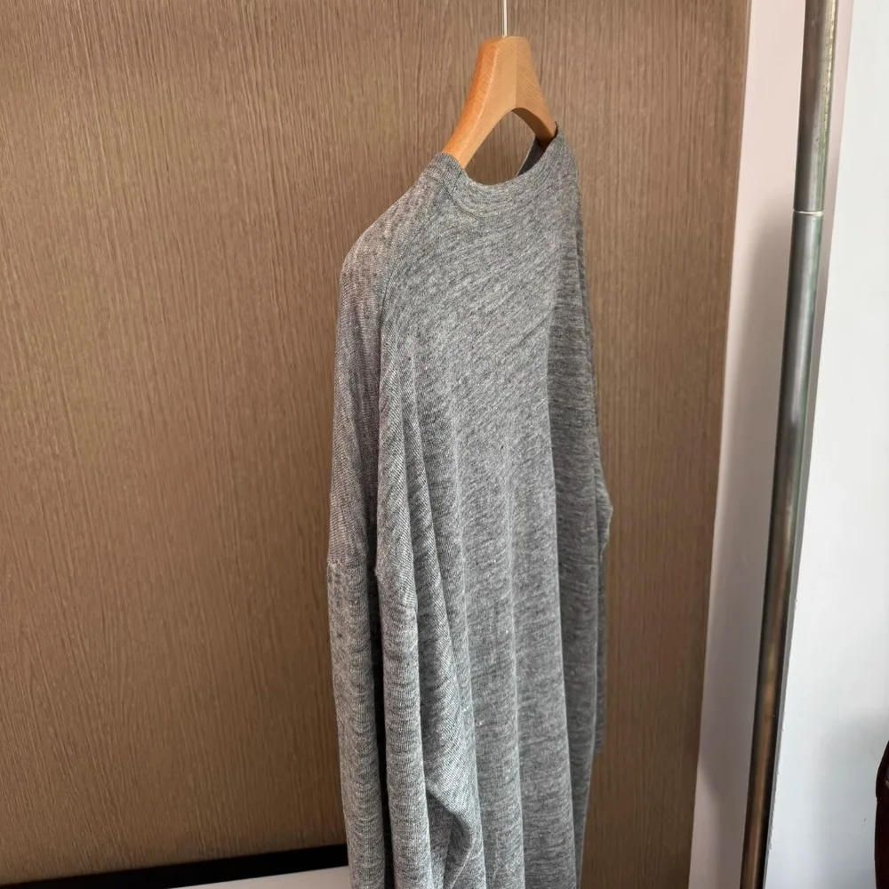 100% 린넨 니트 캐주얼 루즈 티셔츠 드레스