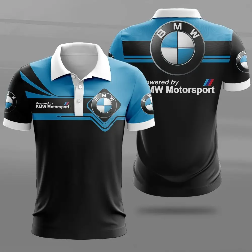 BMW 새로운 스타일 3D 인쇄 패턴 패션 남여 폴로 셔츠 편안한 통기성 반팔 야외 승마 스포츠 셔츠