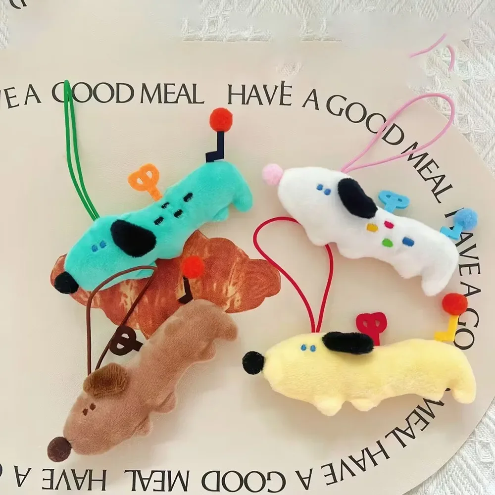 Cute Lanyard Style Clockwork Puppy Plush Pendant Doll Gift Backpack Decoration Cartoon Doll Keychain