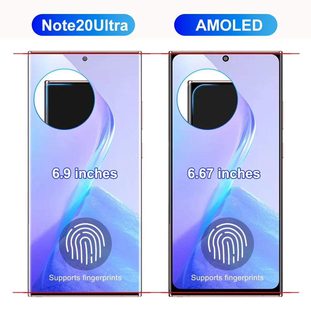 Note 20 Ultra AMOLED Screen Assembly for Samsung Galaxy Note20 Ultra N985F N986B LCD Display Touch Screen Digitizer with Frame