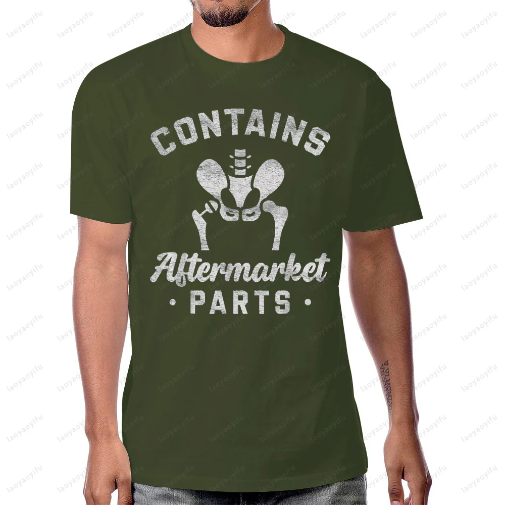 مضحك بعد جراحة الورك الانتعاش بيونيك الورك استبدال تي شيرت عادية موضة فضفاضة Harajuku قصيرة الأكمام القطن رجل التي شيرت #6