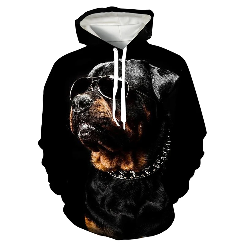 

Trend Rottweiler Pattern Hoodies For Men Spring Autumn Fashion 3D Dogs Printed Long Sleeve Sweatshirts Loose Streetwear Hoodie