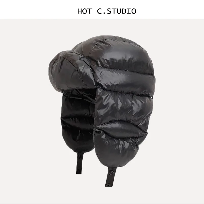 Winter Leather Ushanka Hat with Down, Ear Flap Aviation Pilot Cap, Lightweight Liner for Riding Helmet, Trapper Hat