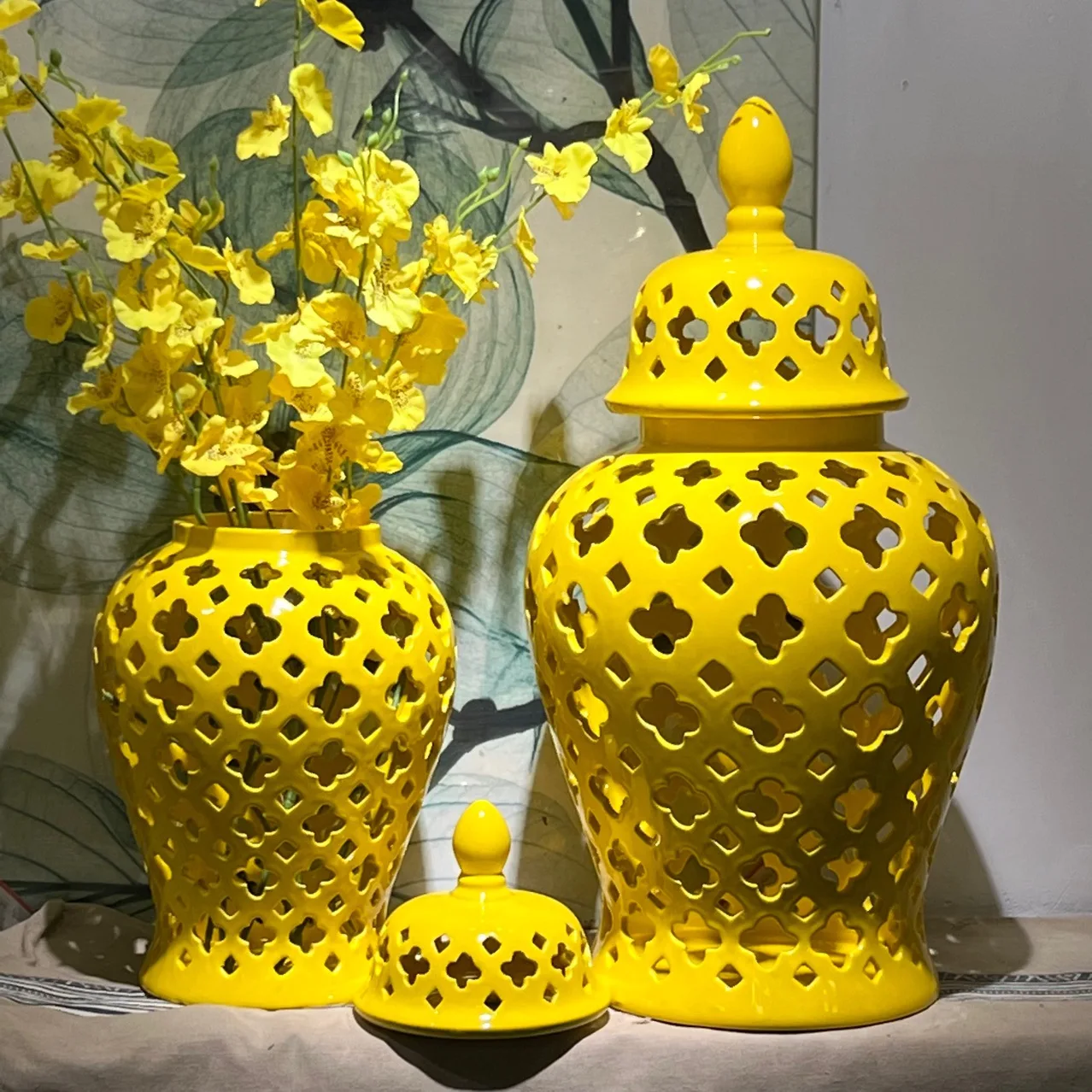 Vase à fleurs en céramique chinoise, décoration de maison, pot de rangement général de bouteilles, maison, salon, entrée, hôtel, comptoir, décor de vase