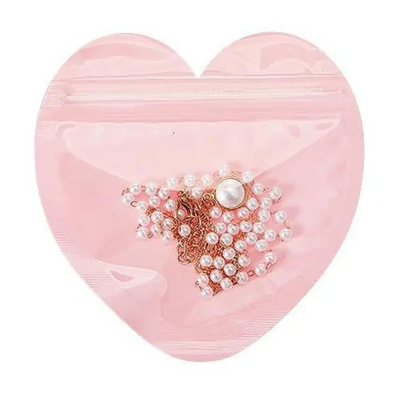 10/15pcs Heart Shape Sealing Bags Resealable Smell Proof Bags Pouch For Food Jewelry Storage Small Business Packaging Supplies