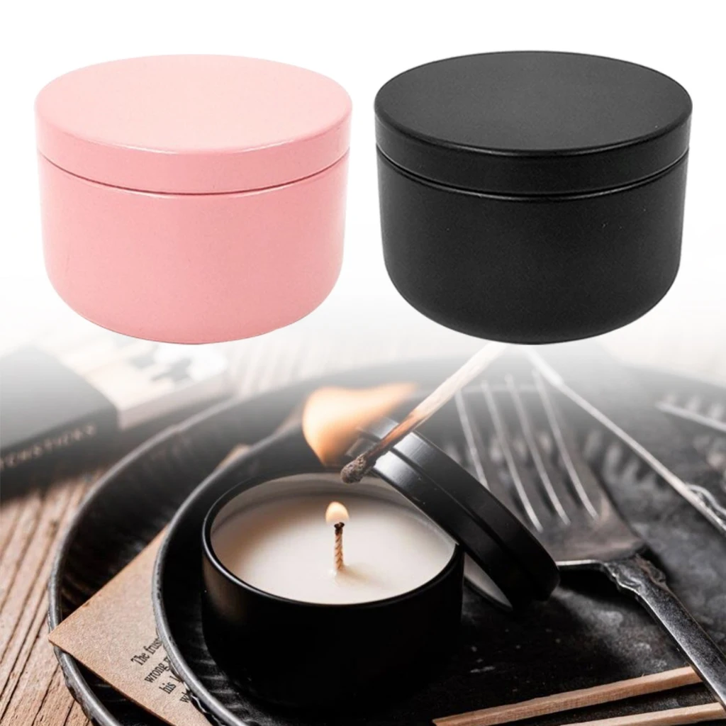 

20PCS HOT Empty Metal Candle Tins with Lid Containers Set Black Jar for DIY Making Supplies Christmas