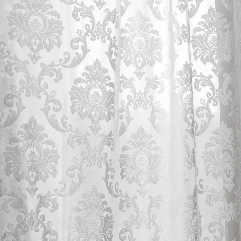 Simple Embroidered White Sheer Curtains for Bedroom Living Dining Room European Villa Tulle Damascus Cut Windows Door Balcony