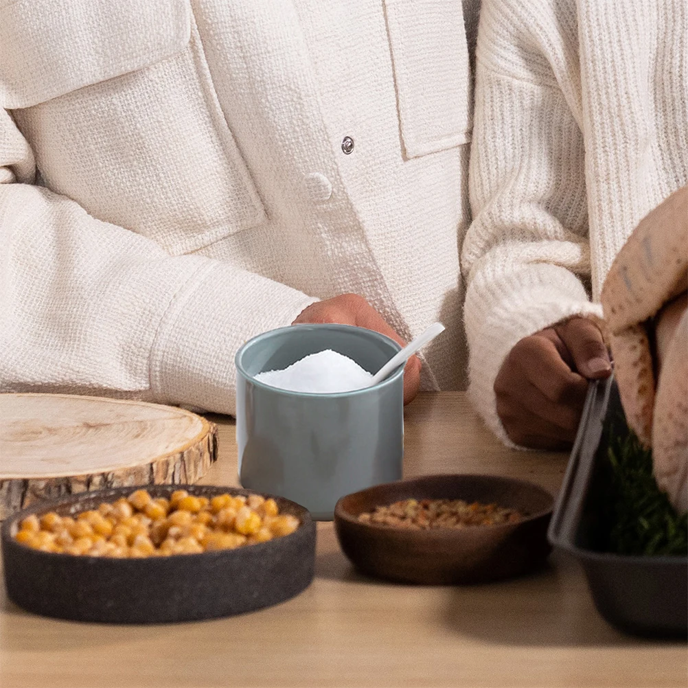 

Ceramic Seasoning Jar Spice Container Sauce Canister Pepper Flour Storage Grey Spices Pot Premium Material H y Safe