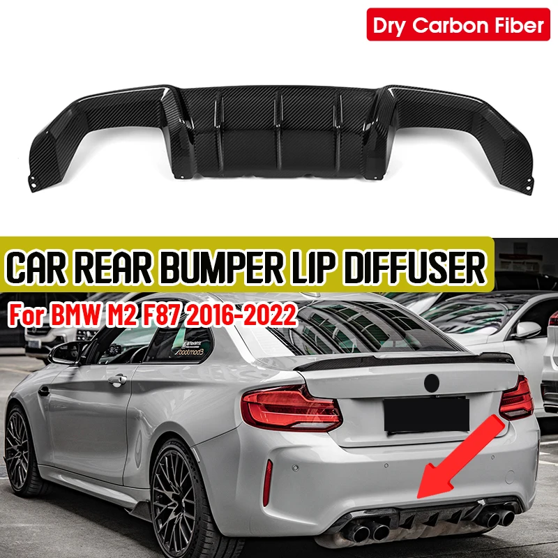 Dry Carbon Fiber Car Rear Bumper Lip Diffuser Spoiler Side Splitters Apron Flaps For BMW M2 F87 2016-2022 Rear Diffuser Lip