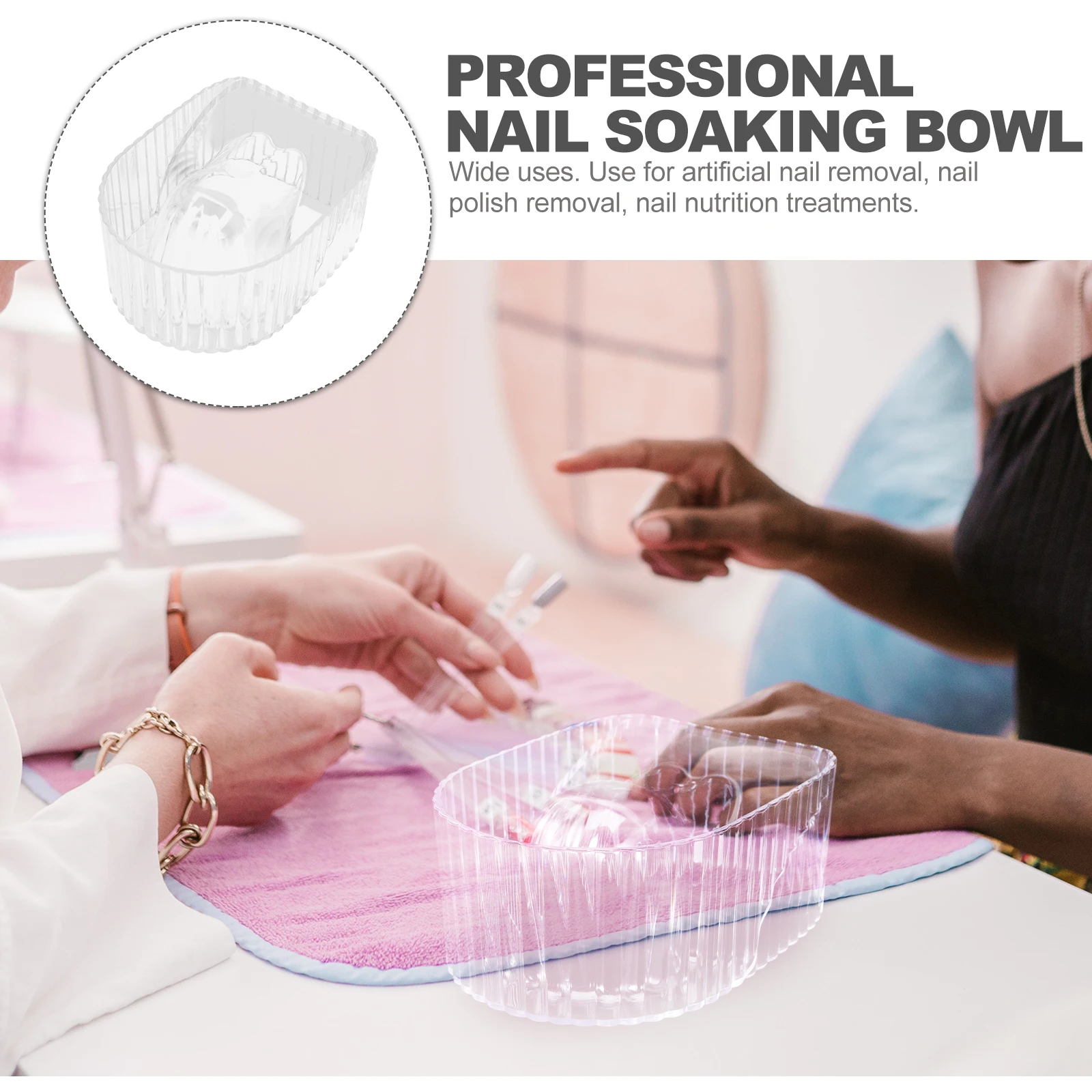 Bol de trempage de manucure en acrylique, outil de Spa pour l'élimination des ongles, pour Salon de maison, bol de soins des mains doux, pointes de vernis à tremper