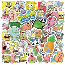 50pcs SpongeBob Squar Cartoon Robot Decorations Stickers Mobile Phone Case Hand Ledger Waterproof Sticker Wholesale For Kids Toy