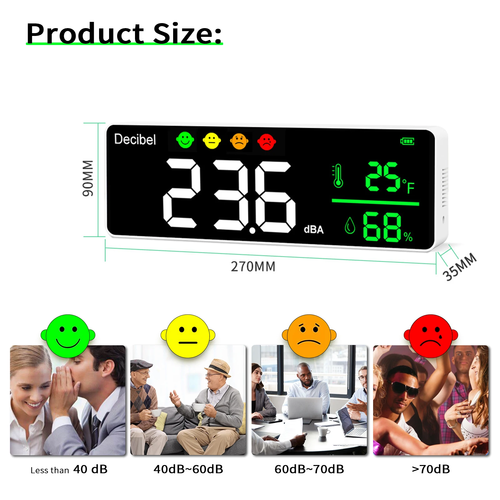 

30-130dB Digital Noise Tester with Large LCD Display for HVAC Noise Detection Sound Level Monitoring,Decibel Meter