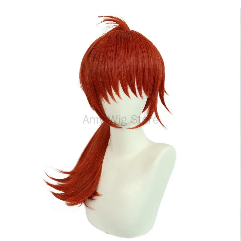 Rurouni Kenshin Cosplay Costume Kenshin Himura Peruca Cosplay 51cm Homens e Mulheres Peruca Longa Vermelha Acessórios para o Cabelo