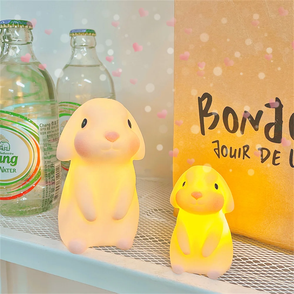 Cute Silicone Night Lamp Rabbit Bedroom Bedside Lamp Creative ins Cartoon Led Indoor Light for Room Decoration New Year Gift