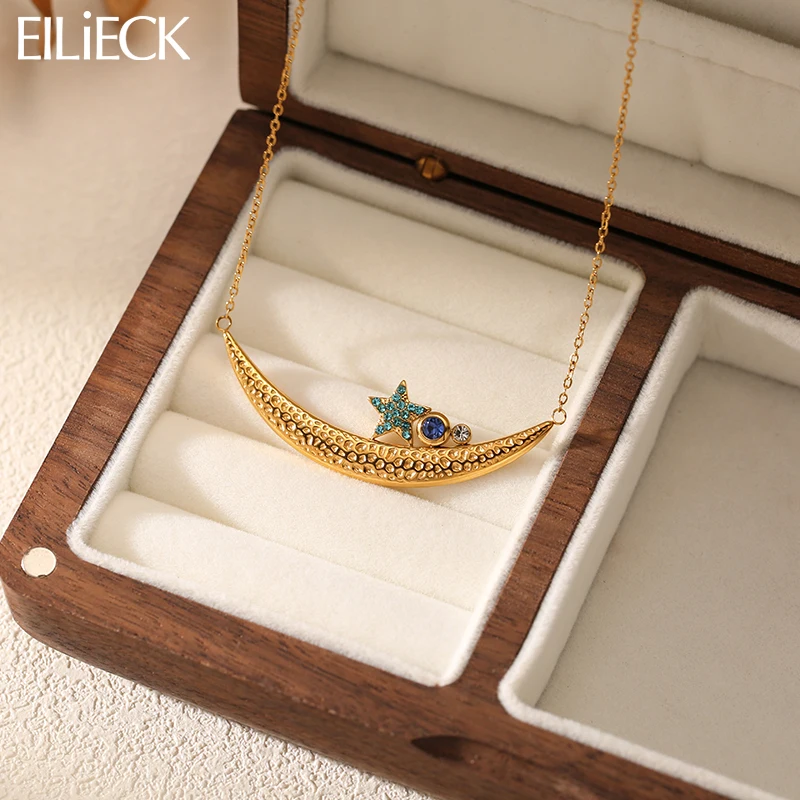 EILIECK нержавеющая сталь 316L металлическая звезда циркон короткое ожерелье для женщин новый модный водонепроницаемый воротник цепочка на шею ювелирные изделия подарок EILIECK нержавеющая сталь 316L металлическая звезда циркон короткое ожерелье для женщин новый модный водонепроницаемый воротник цепочка на шею ювелирные изделия подарок