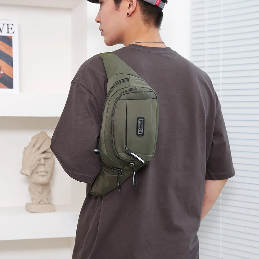 Men Canvas Fit Waistpack Mobile Fanny Waist Packs Men's Sports Outdoor Leisure Running Anti Theft Ultra Thin Invisible Waist Bag