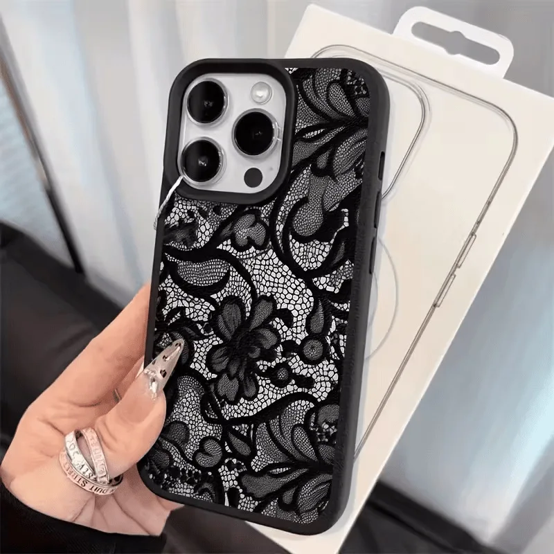 

For iPhone 17 16 15 14 13 12 11 Pro Max Case Exquisite Lace Pattern Silicone Cover For iPhone 17 Air 16 Plus XS X XR Soft Funda