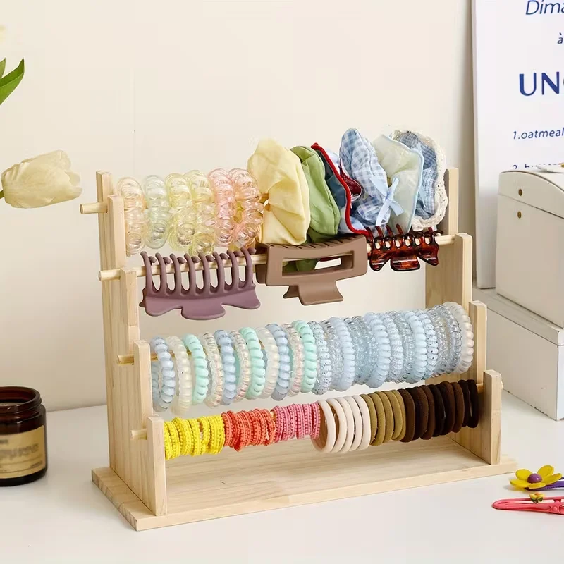 Aufbewahrungsartefakt für Haarschmuck aus Holz, Haarband-Ausstellungsständer mit großem Fassungsvermögen, Kinder-Haarring-Greifclip, Finishing Multi-La