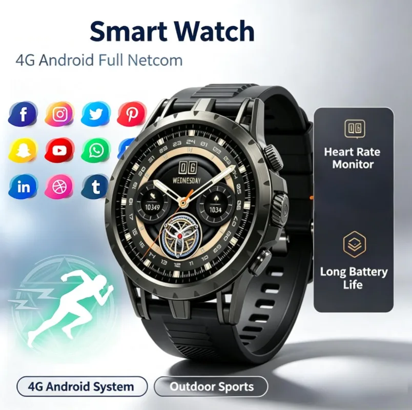 Men Rugged Outdoor Smart Wristwatch, Bluetooth Call Fitness Tracking Multi‑Sports Modes Long Standby