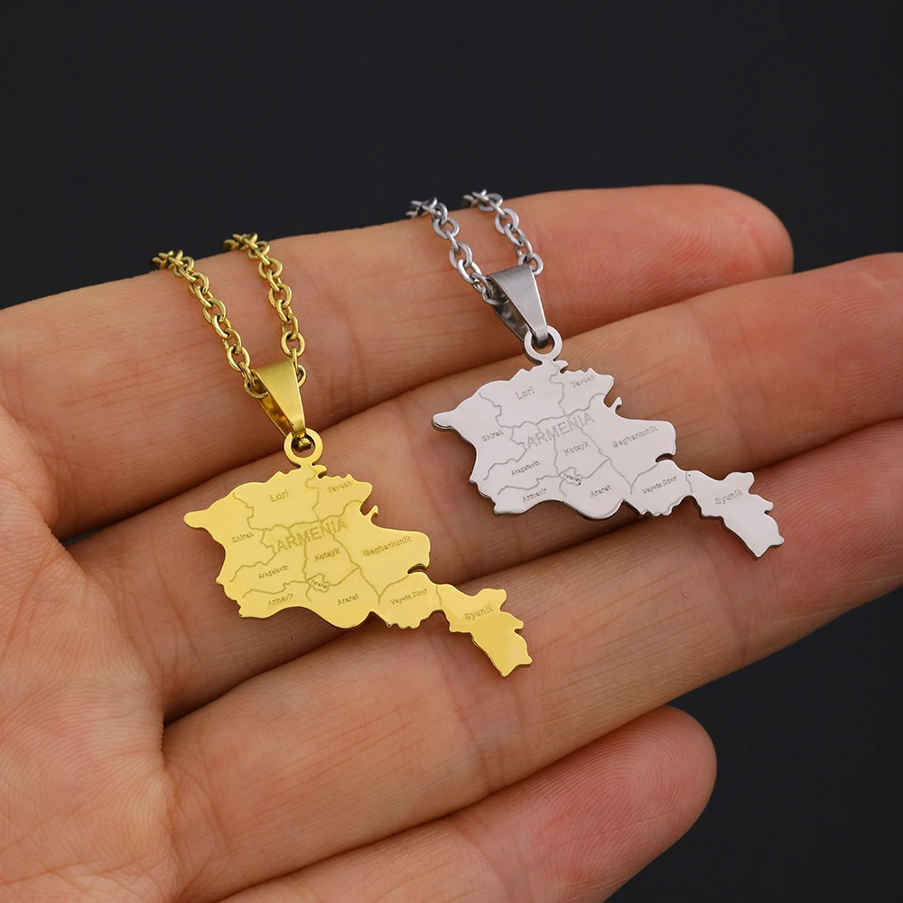 Collares con colgante de nombre de ciudad para mujer y niña, mapa de Albania, Color dorado, acero inoxidable, joyería étnica, regalos de aniversar