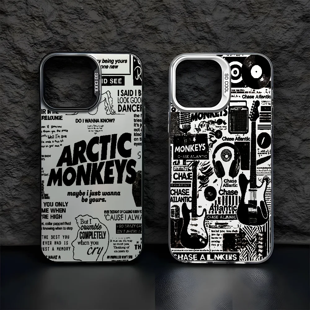 

A-Arctic-M-Monkey Rock Band Phone Case For IPhone 16 15 14 13 12 11 Pro Max Black Matte Multicolor Laser Metallic Aurora Funda