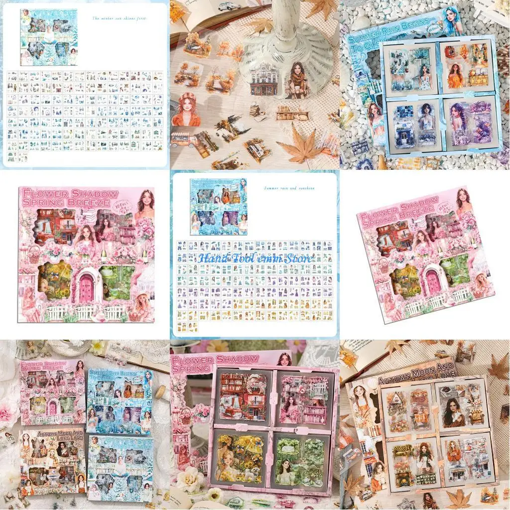 H37F Сезонная тематическая клейкая наклейка для детских дневников для вырезок