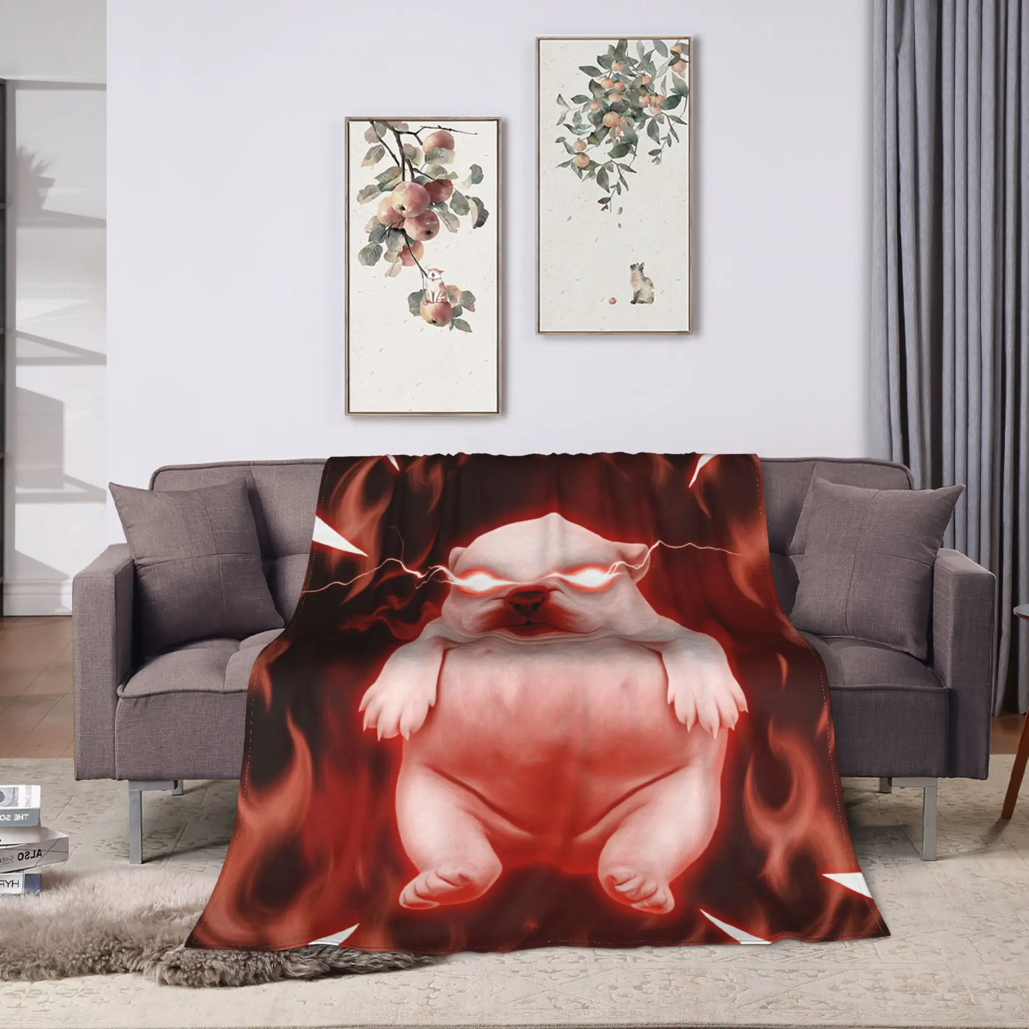 Pibble Meme Wash My Belly Funny Blanket  Travel Office Flannel Throw Blanket For Couch Bed Soft Warm Custom Quality Bedspread