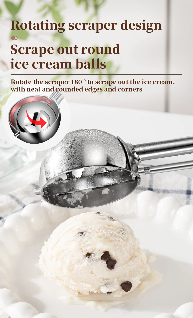 Edelstahl Eis Scoop Cookie Scoop Mehrzweck Eis Löffel Obst Scooper Melone Ball Teig Backen Küche Werkzeuge – Detail 4