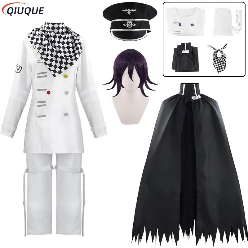 Kokichi Oma Cosplay Costume para homens e mulheres, Peruca Anime, Danganronpa V3, Ouma Suit, Manto, Chapéu, Halloween, Roupas de Festa de Carnaval, Role Play