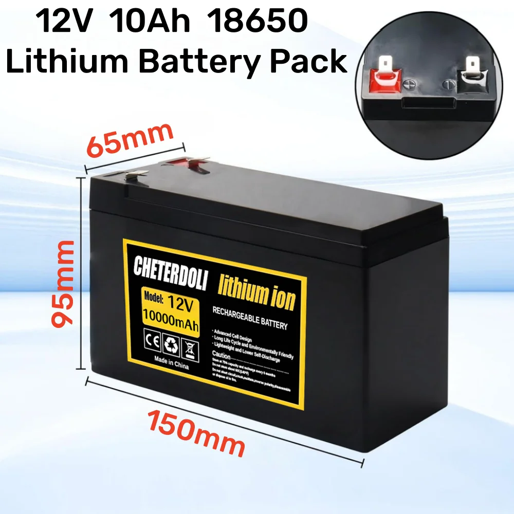 

Литиевая аккумуляторная батарея 12В 10Ач 18650 с BMS для детских машинок, распылителей, готовая к использованию с солнечными батареями для автомобилей.