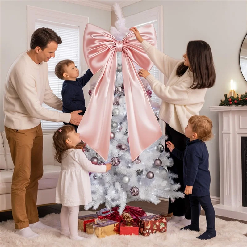 

RMWIN-Большой розовый бант для декора комнаты, 40X24 в атласной ленте, гигантский пастельно-розовый подвесной настенный декор для вечеринок по случаю дня рождения