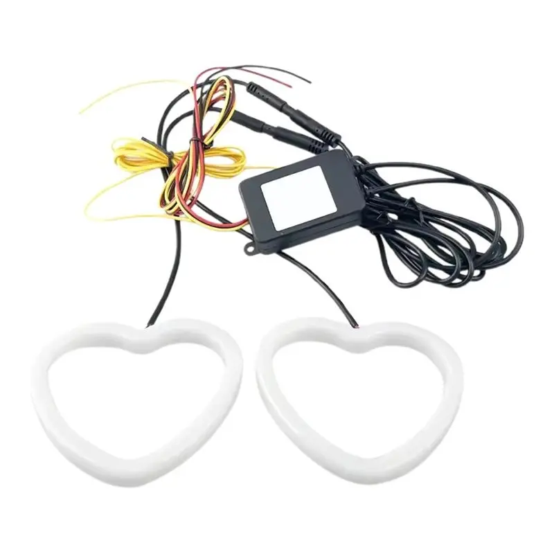 

A58X-Amber Turning DRL Light RGB LED Angel Eyes Halo Rings With App-Control-Heart Shape Design Car Lights Accessories