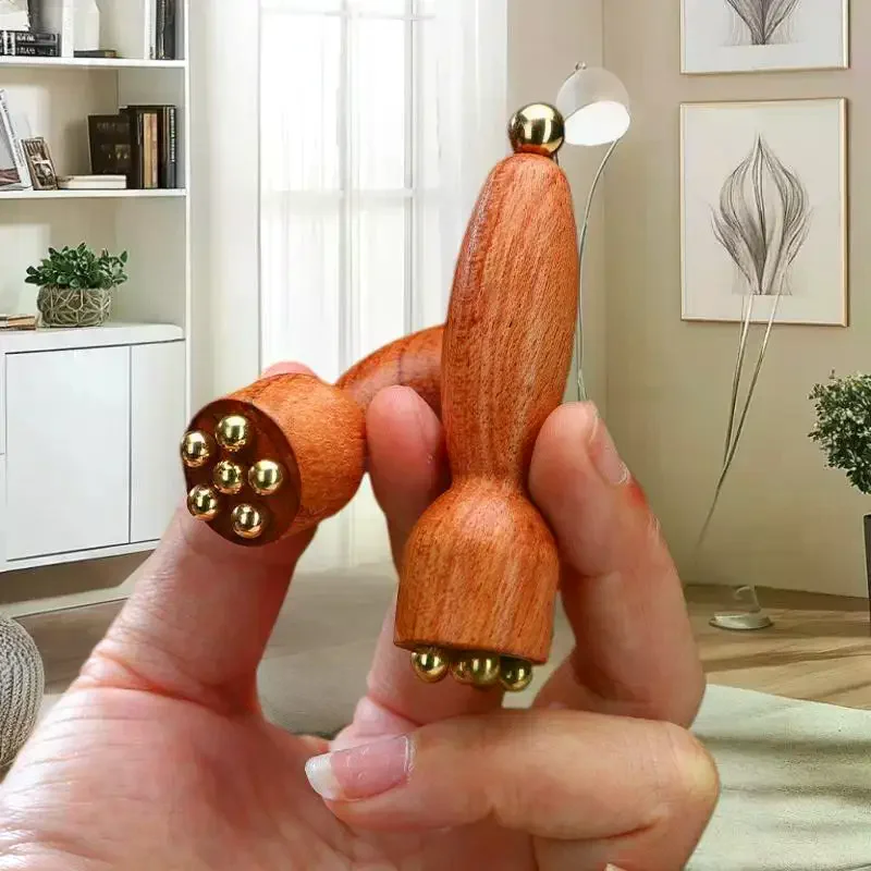 Lotus Seedpod Beauty Professional Brass & Rosewood Facial Gua Sha Tool Eye Relaxation Spot Meridians Acupoint Massage Handheld