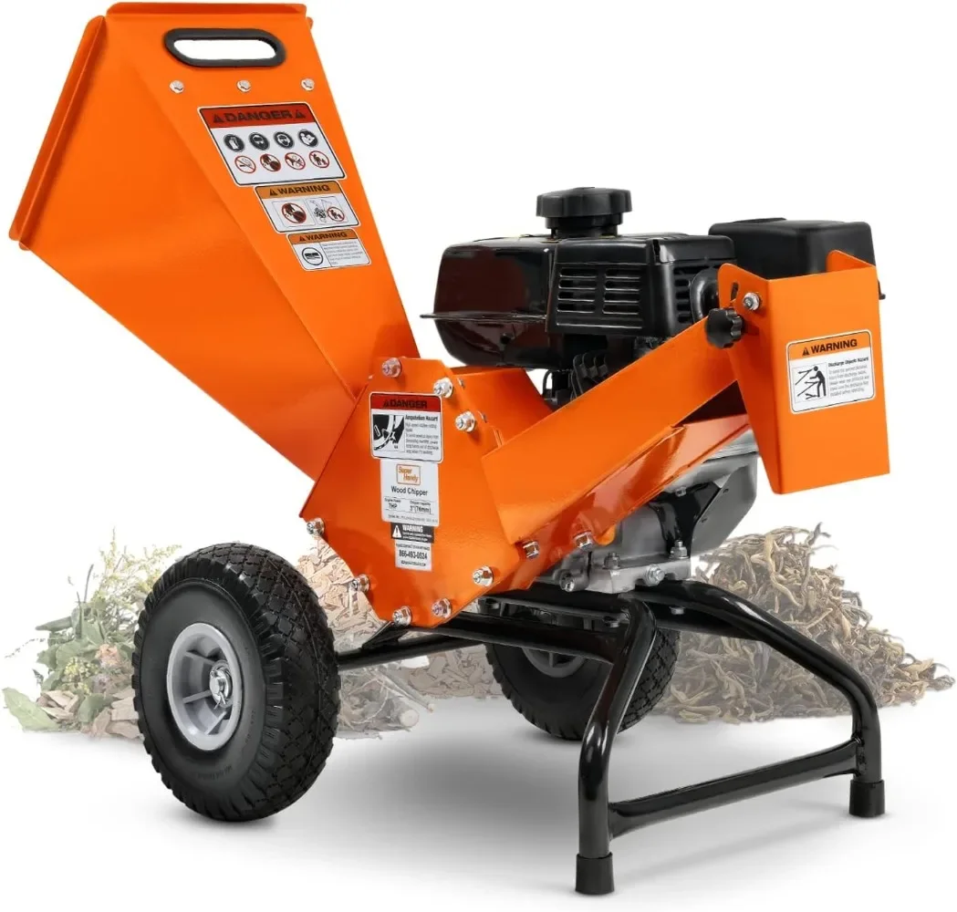 Madeira Chipper Shredder Mulcher, 7HP Motor, Heavy Duty, Design Conjunto do Rotor Compacto, 3 "Capacidade Máxima,